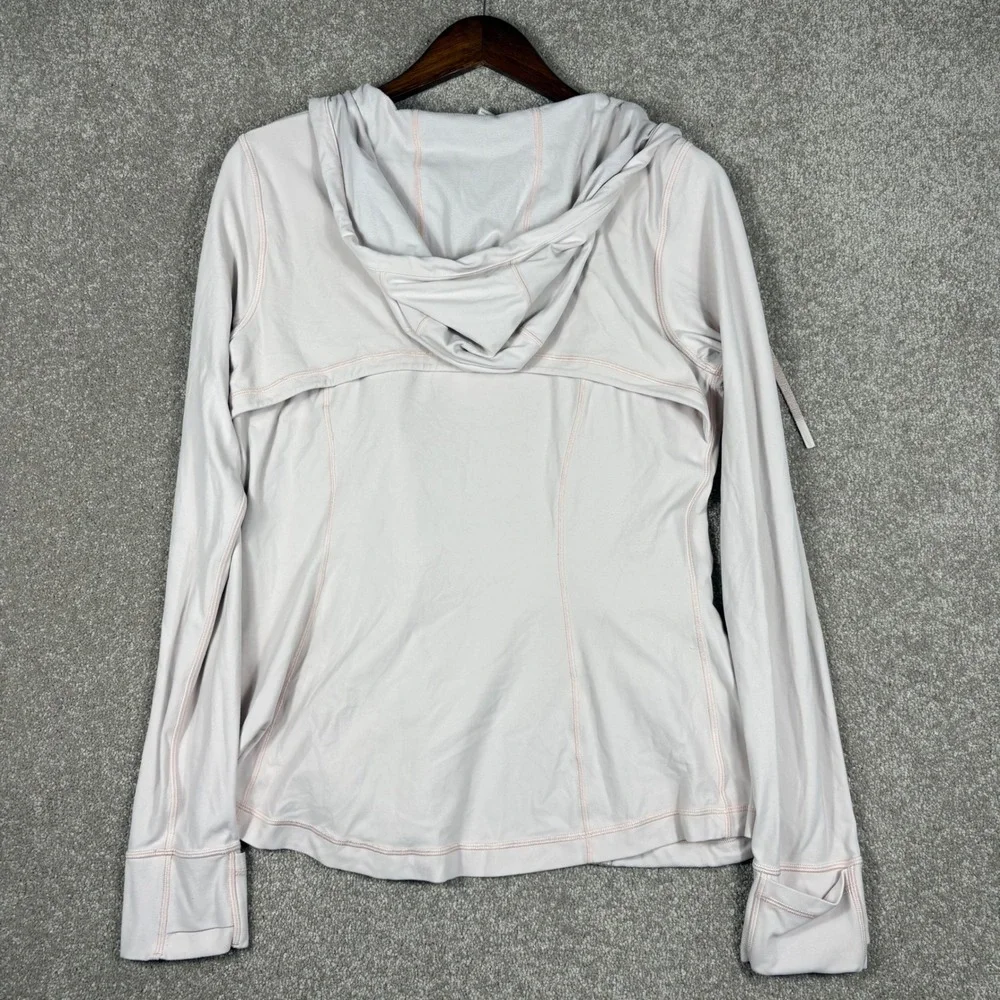 Lululemon Hooded Mesh Vent Jacket Pale Pink Size 12 Yoga Running Layer